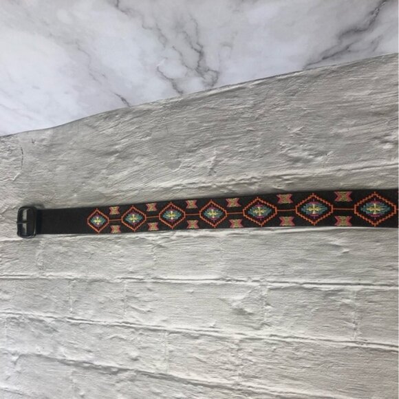 Brown Leather Aztec Western Belt Unisex - Picture 3 of 9